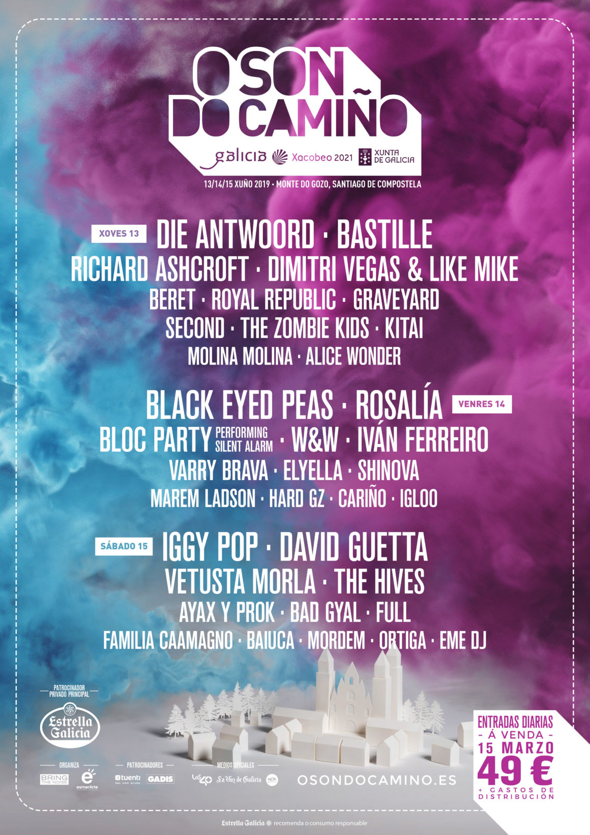 ¡Ya está aquí el cartel por días de O Son do Camiño 2019!