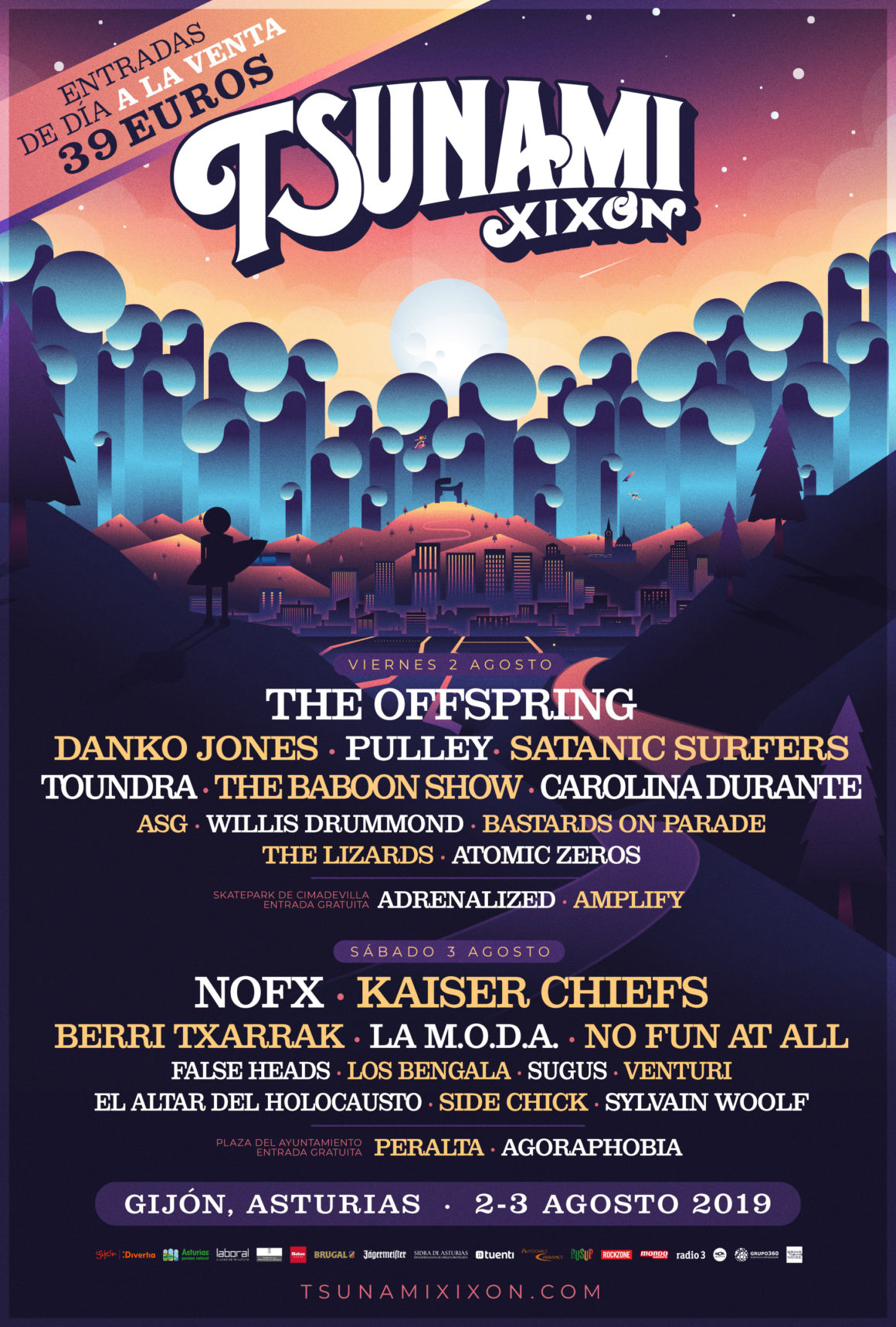 Cartel final y horarios del Tsunami Xixón 2019 Cartel final y horarios del Tsunami Xixón 2019