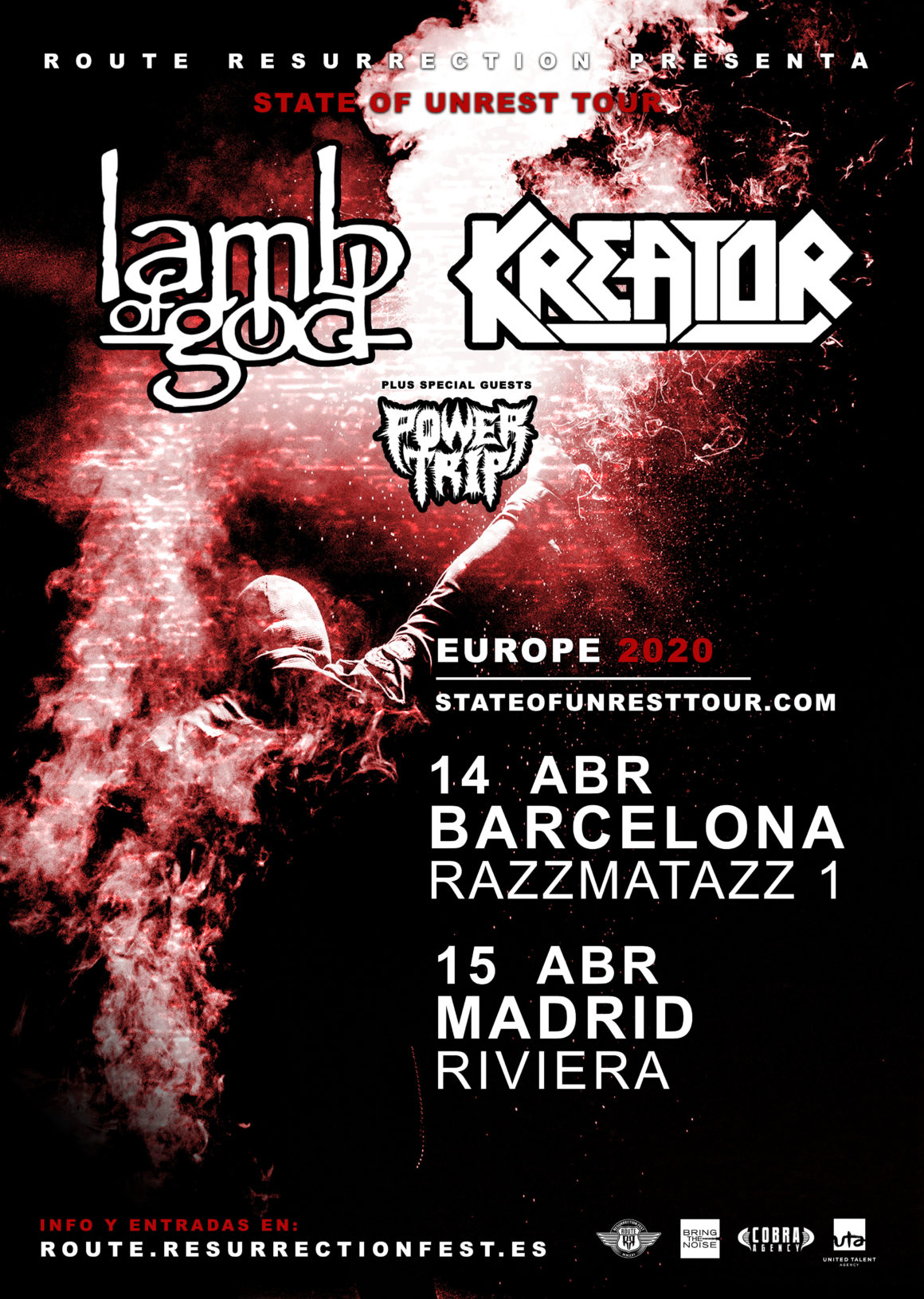 Nueva gira Route Resurrection: Lamb of God y Kreator vienen a España de gira como cabezas de cartel junto a Power Trip