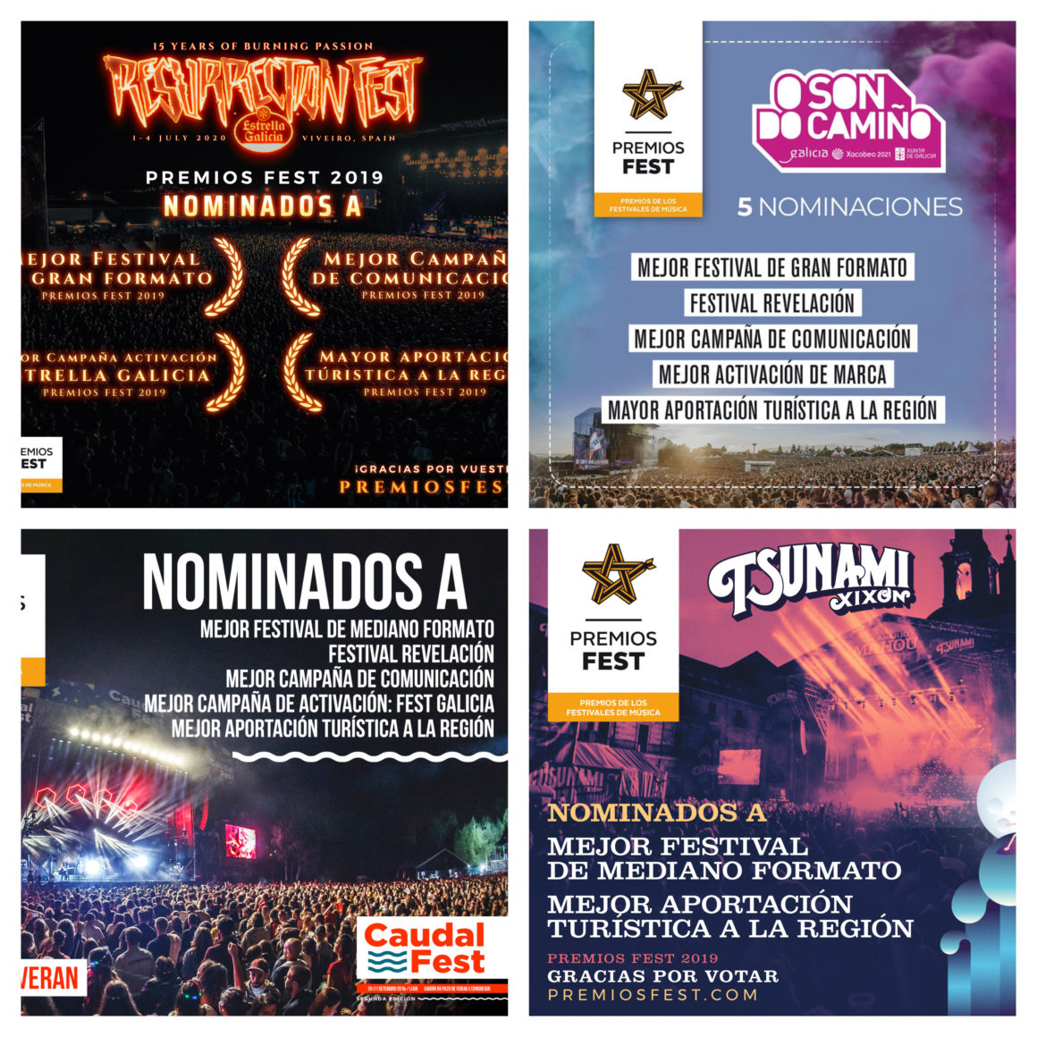 14 nominaciones en los Premios Fest 2019 en nuestros festivales