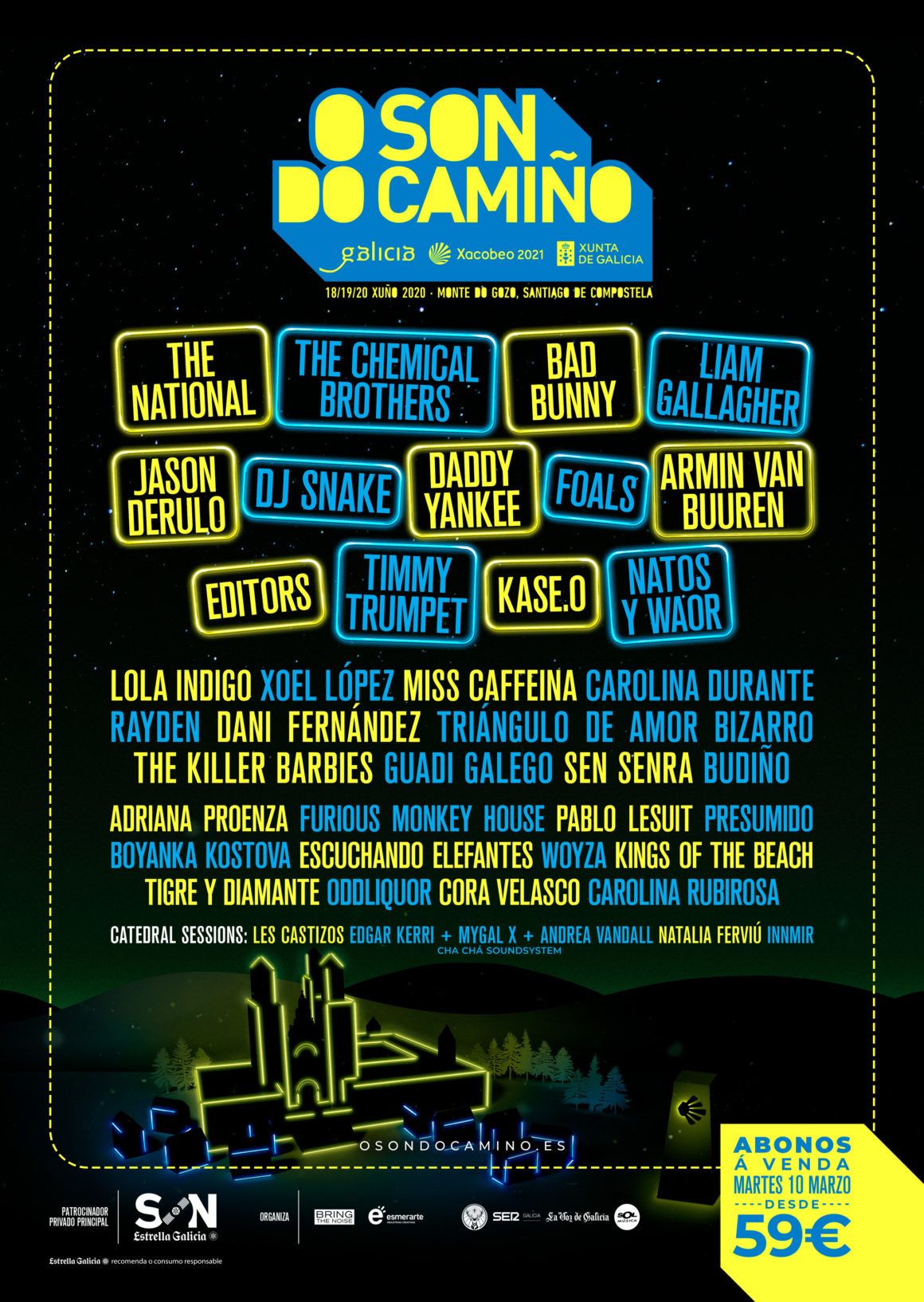 The Chemical Brothers, The National, Bad Bunny, Liam Gallagher, Jason Derulo, Foals, Daddy Yankee o DJ Snake, entre los protagonistas de la 3ª edición de O Son do Camiño que acogerá O Monte do Gozo