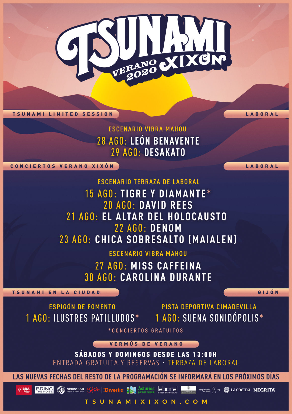 Nuevas fechas de la programación del Tsunami en formato reducido