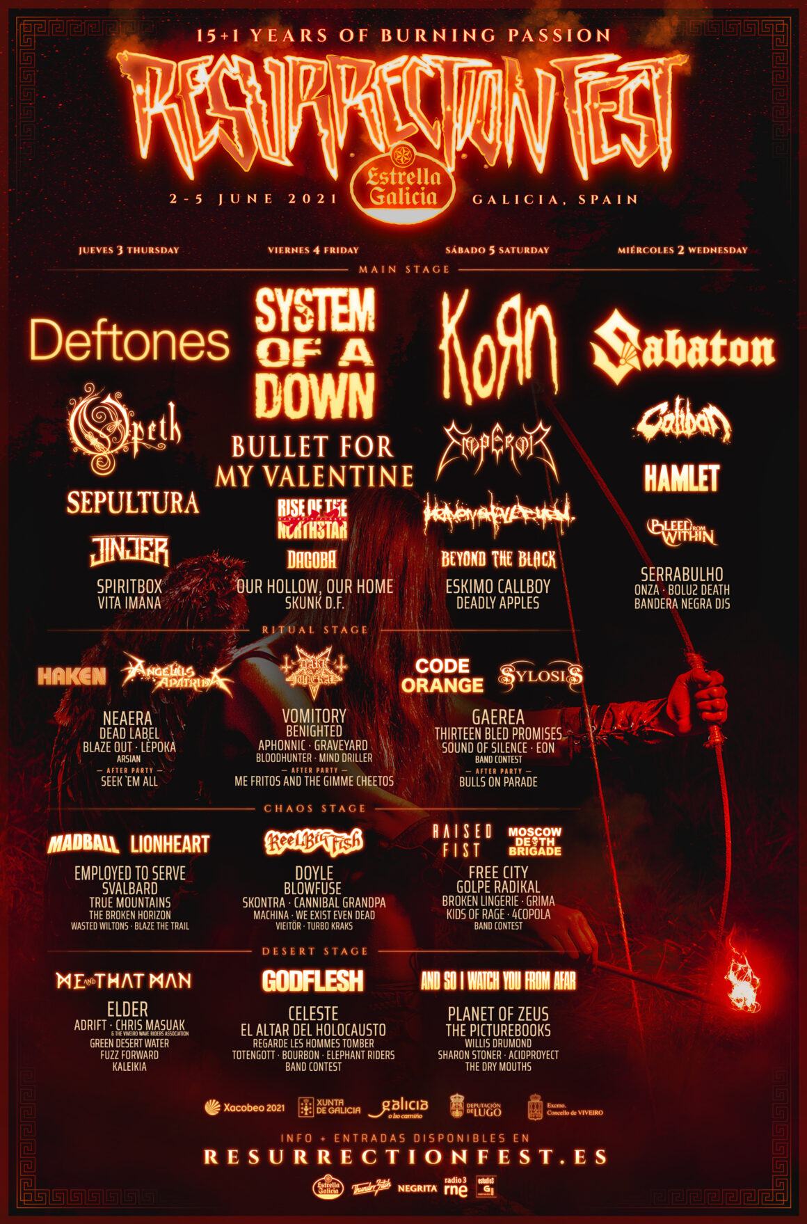 Cartel por días del Resurrection Fest Estrella Galicia 2021 Cartel por días del Resurrection Fest Estrella Galicia 2021