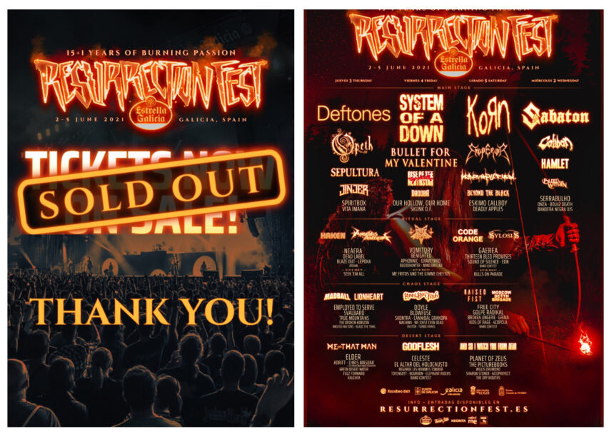 Tickets for Resurrection Fest Estrella Galicia 2021 sold-out, thank you!
