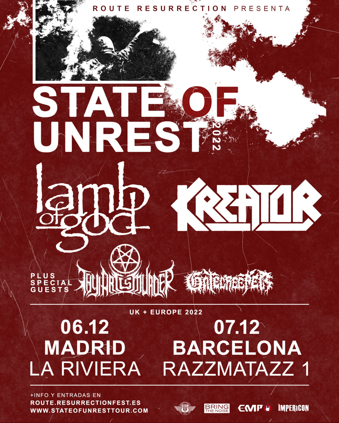 La gira de Lamb of God y Kreator tendrá lugar en 2022 y contará con Thy Art Is Murder y Gatecreeper