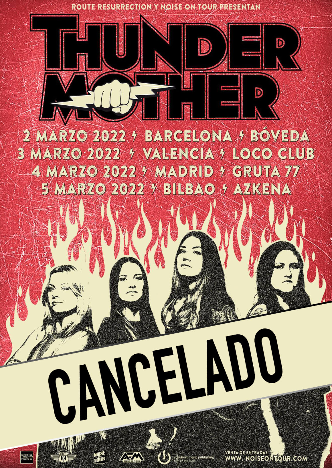 GIRA DE THUNDERMOTHER CANCELADA, ENTRADAS DEVUELTAS AUTOMÁTICAMENTE