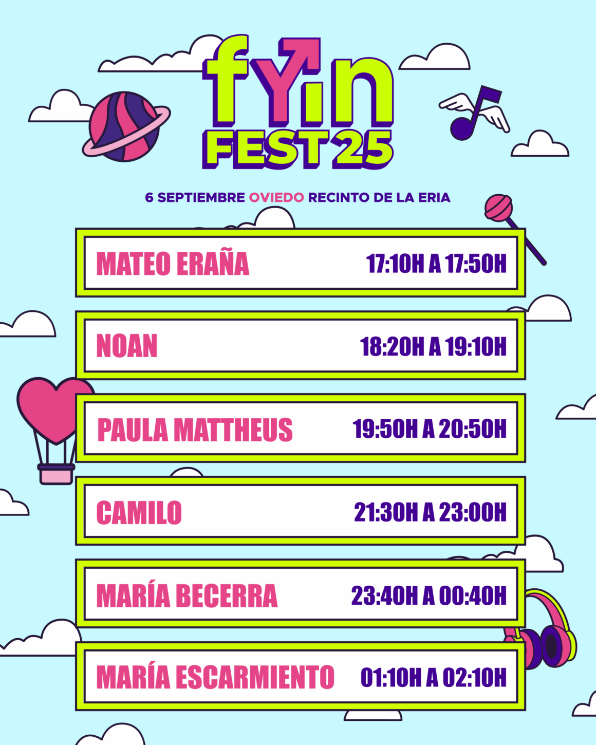 FYIN Fest publica sus horarios | Camilo y María Becerra, los más esperados este sábado en Oviedo